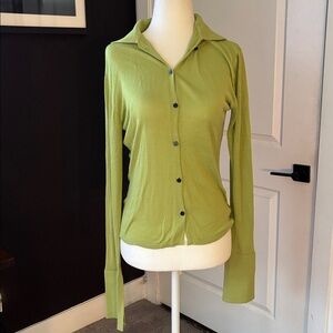 Revolve BEC + BRIDGE Green Button-Up Long Sleeve Shirt